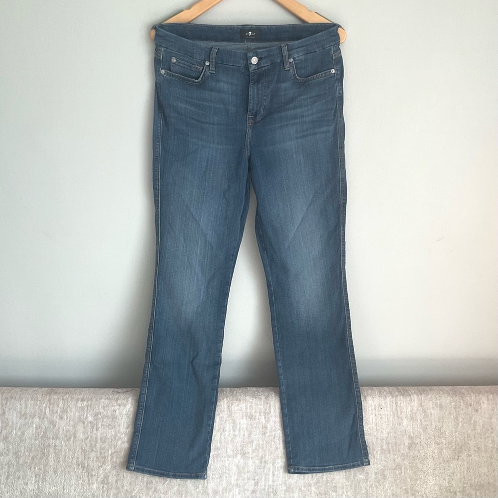 7 For All Mankind Straight Leg Blue Jeans